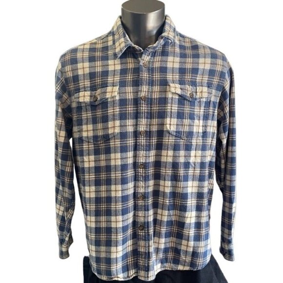 Eddie Bauer Mens Flannel Shirt Fall Winter Button Down Top Size 2X u Blue - Picture 1 of 8